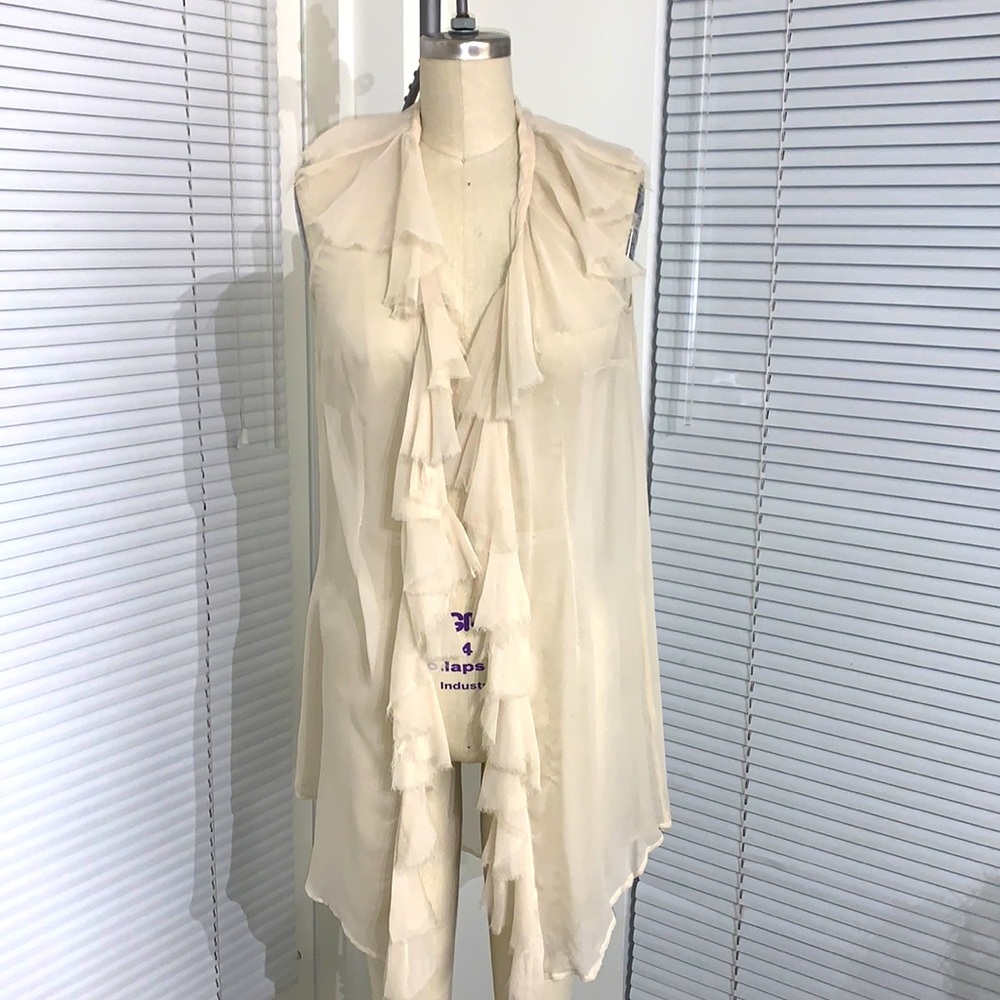 ILLIA Silk Charmeuse Ruffle Vest